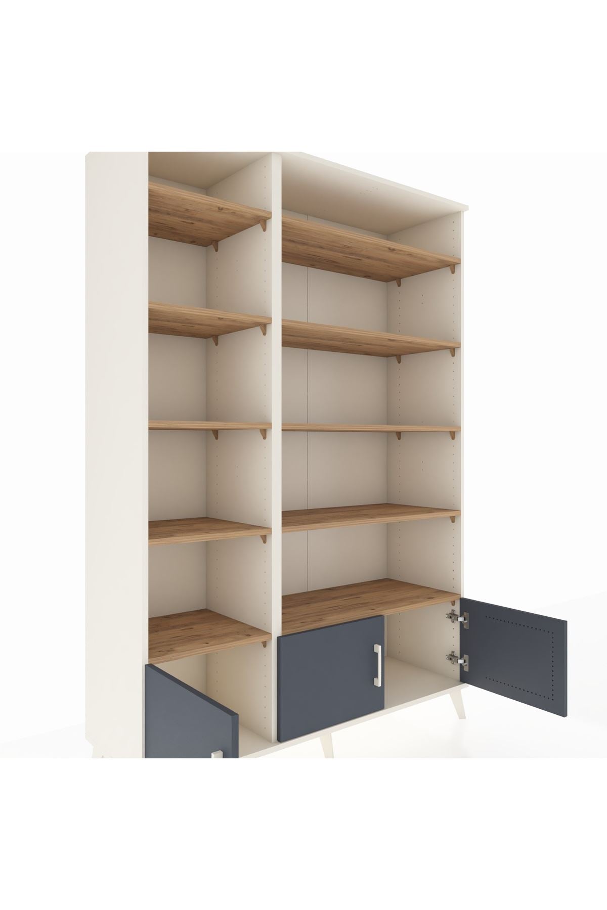 Hyperion Dolap 10 Raflı 3 Kapaklı 132x44x195 Aytaşı-Antrasit/Çam