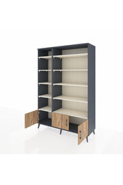 Hyperion Dolap 10 Raflı 3 Kapaklı 132x44x195 Antrasit-Çam/Aytaşı