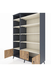 Hyperion Dolap 10 Raflı 3 Kapaklı 132x44x195 Antrasit-Çam/Aytaşı
