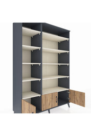 Hyperion Dolap 10 Raflı 3 Kapaklı 132x44x195 Antrasit-Çam/Aytaşı