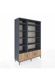 Hyperion Dolap 10 Raflı 3 Kapaklı 132x44x195 Antrasit-Çam/Antrasit