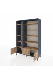 Hyperion Dolap 10 Raflı 3 Kapaklı 132x44x195 Antrasit-Çam/Çam