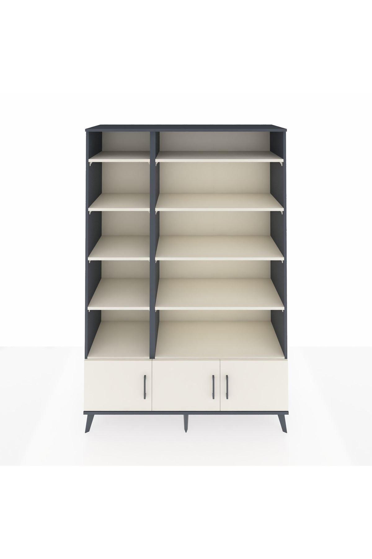 Hyperion Dolap 10 Raflı 3 Kapaklı 132x44x195 Antrasit-Aytaşı/Aytaşı