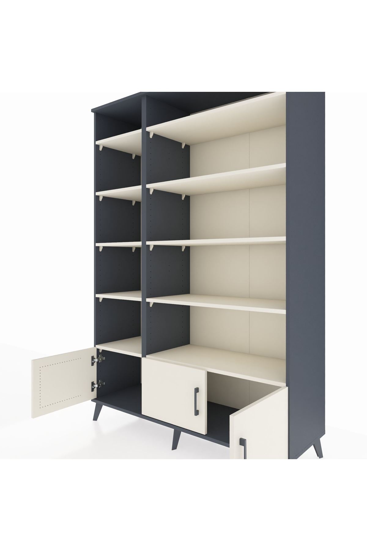 Hyperion Dolap 10 Raflı 3 Kapaklı 132x44x195 Antrasit-Aytaşı/Aytaşı