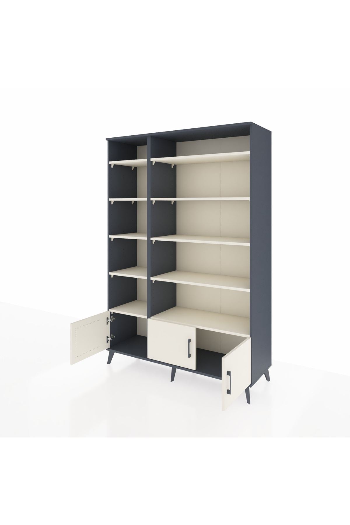 Hyperion Dolap 10 Raflı 3 Kapaklı 132x44x195 Antrasit-Aytaşı/Aytaşı