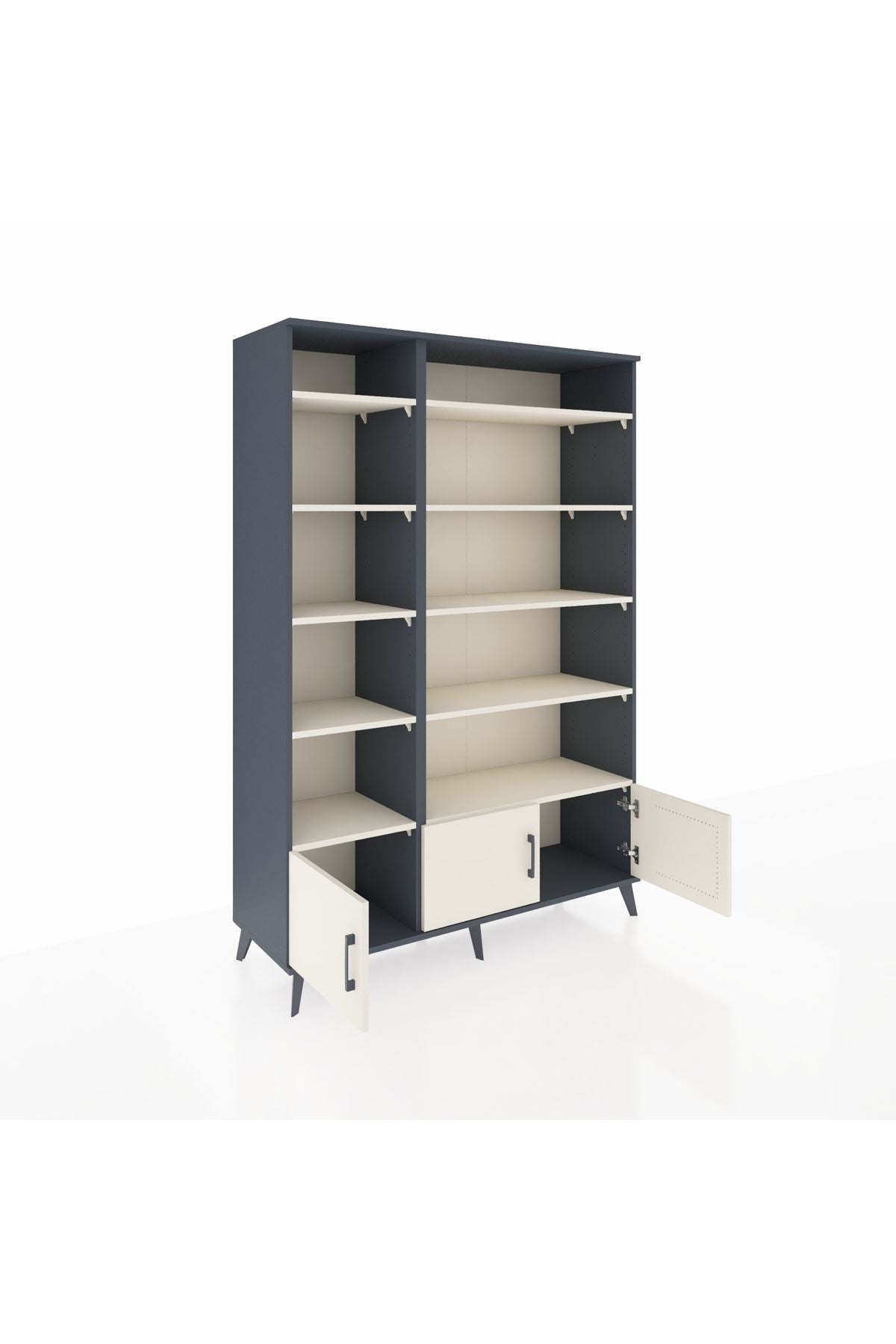 Hyperion Dolap 10 Raflı 3 Kapaklı 132x44x195 Antrasit-Aytaşı/Aytaşı