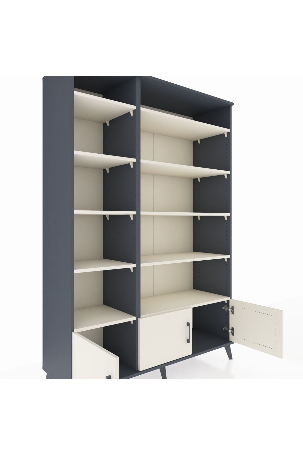 Hyperion Dolap 10 Raflı 3 Kapaklı 132x44x195 Antrasit-Aytaşı/Aytaşı