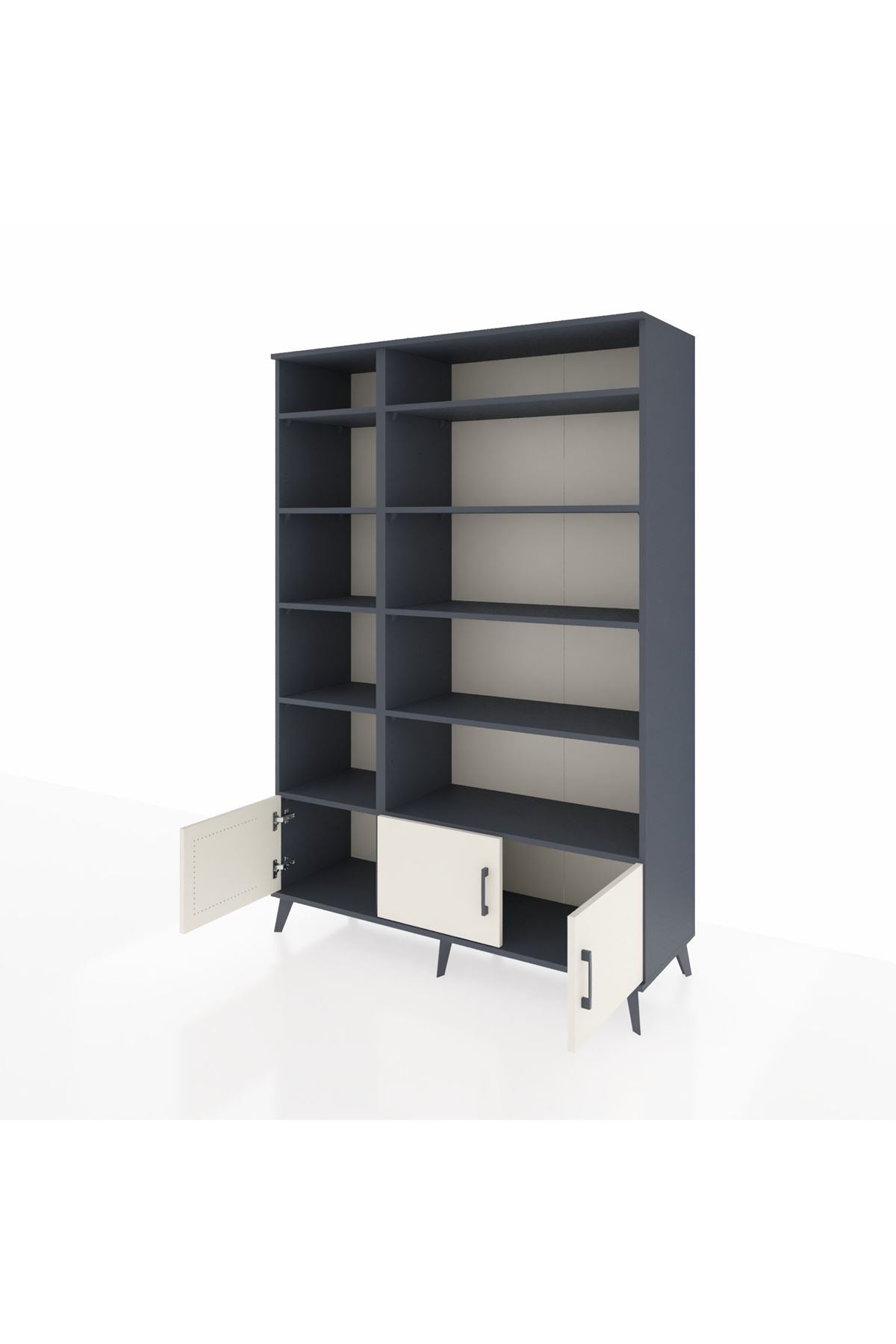 Hyperion Dolap 10 Raflı 3 Kapaklı 132x44x195 Antrasit-Aytaşı/Antrasit
