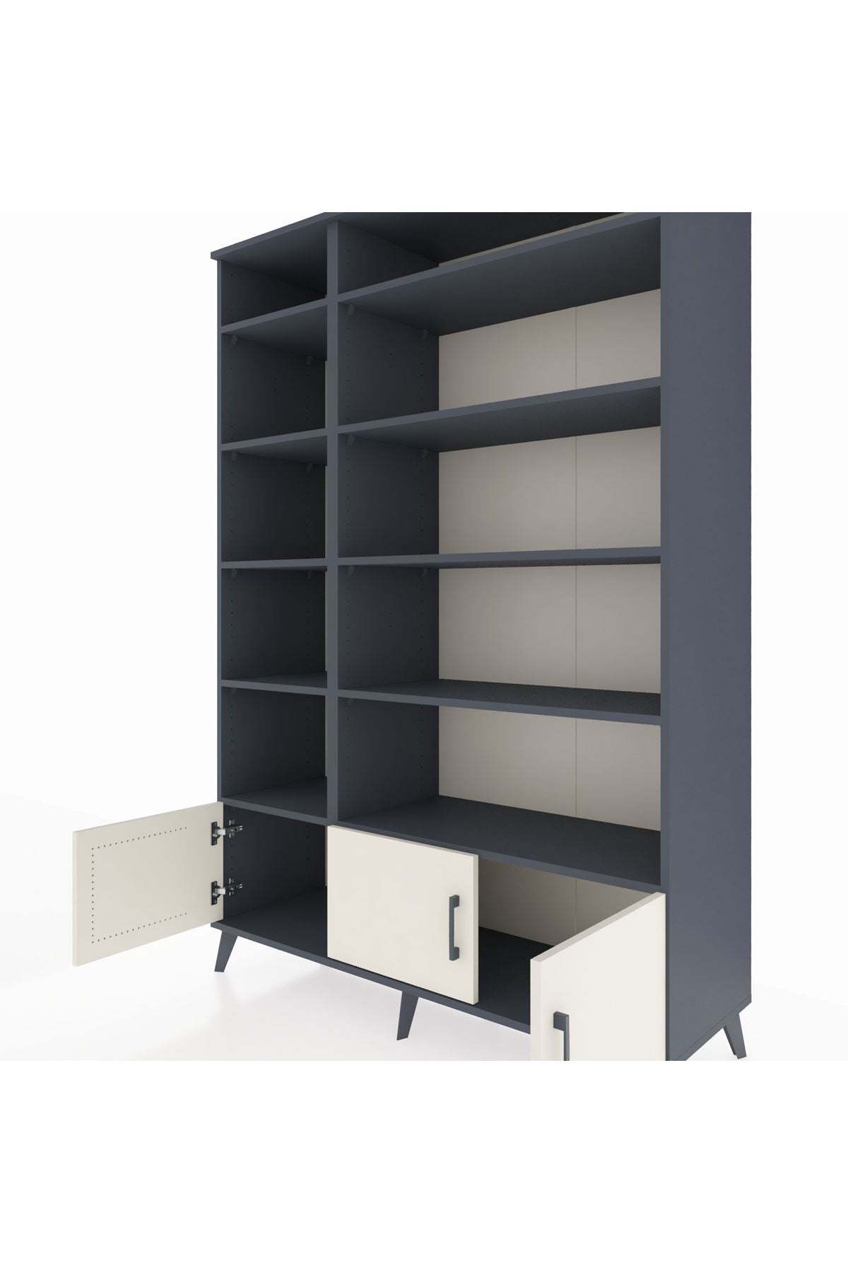 Hyperion Dolap 10 Raflı 3 Kapaklı 132x44x195 Antrasit-Aytaşı/Antrasit