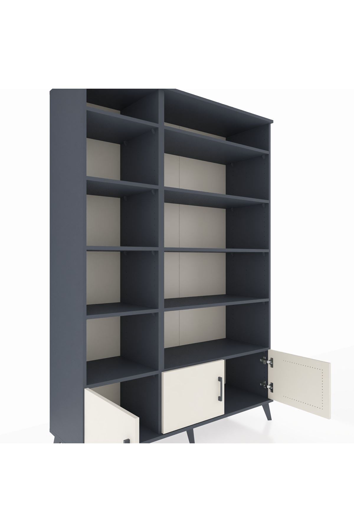 Hyperion Dolap 10 Raflı 3 Kapaklı 132x44x195 Antrasit-Aytaşı/Antrasit