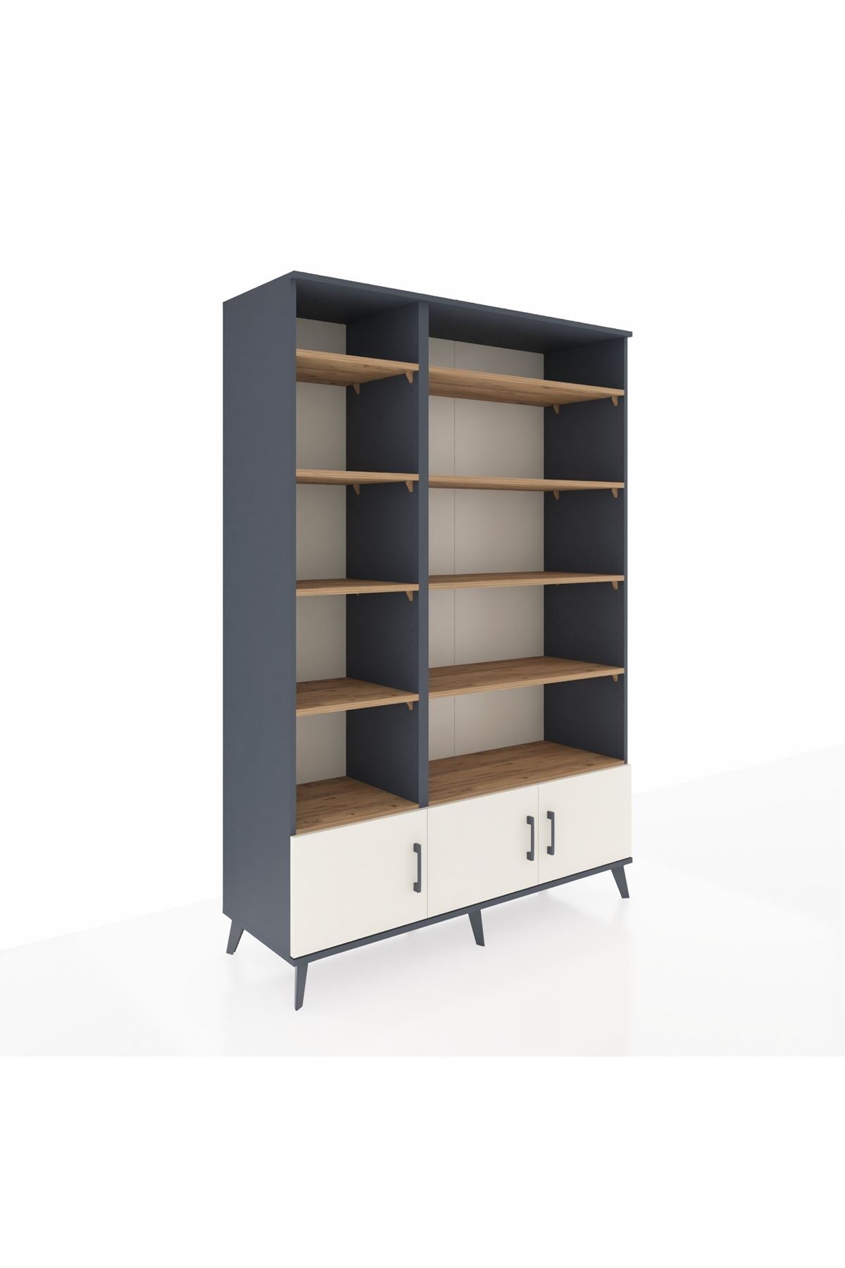 Hyperion Dolap 10 Raflı 3 Kapaklı 132x44x195 Antrasit-Aytaşı/Çam