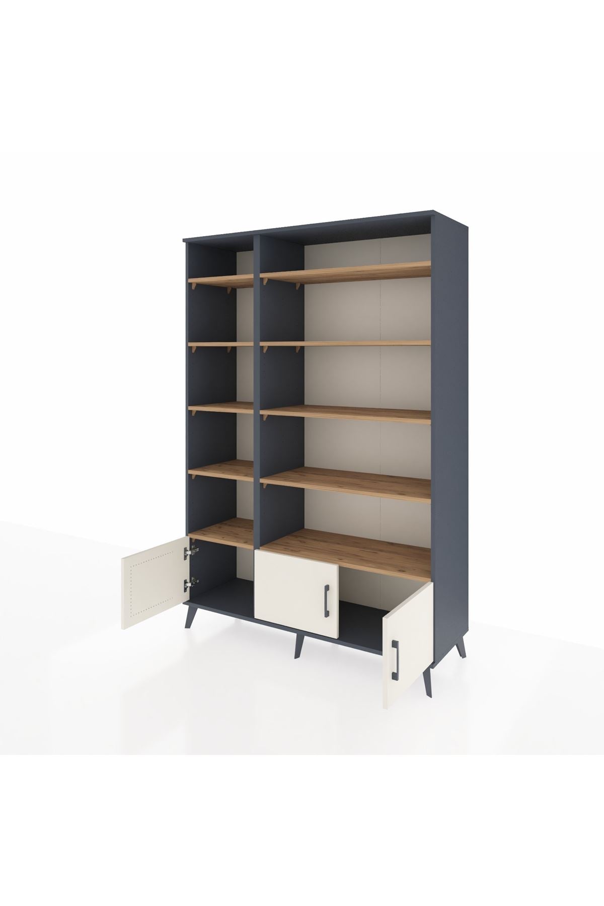 Hyperion Dolap 10 Raflı 3 Kapaklı 132x44x195 Antrasit-Aytaşı/Çam