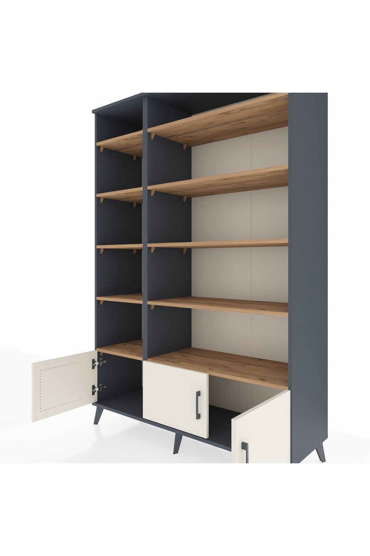 Hyperion Dolap 10 Raflı 3 Kapaklı 132x44x195 Antrasit-Aytaşı/Çam