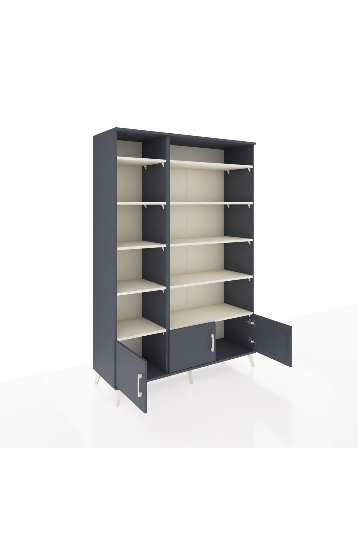 Hyperion Dolap 10 Raflı 3 Kapaklı 132x44x195 Antrasit-Antrasit/Aytaşı