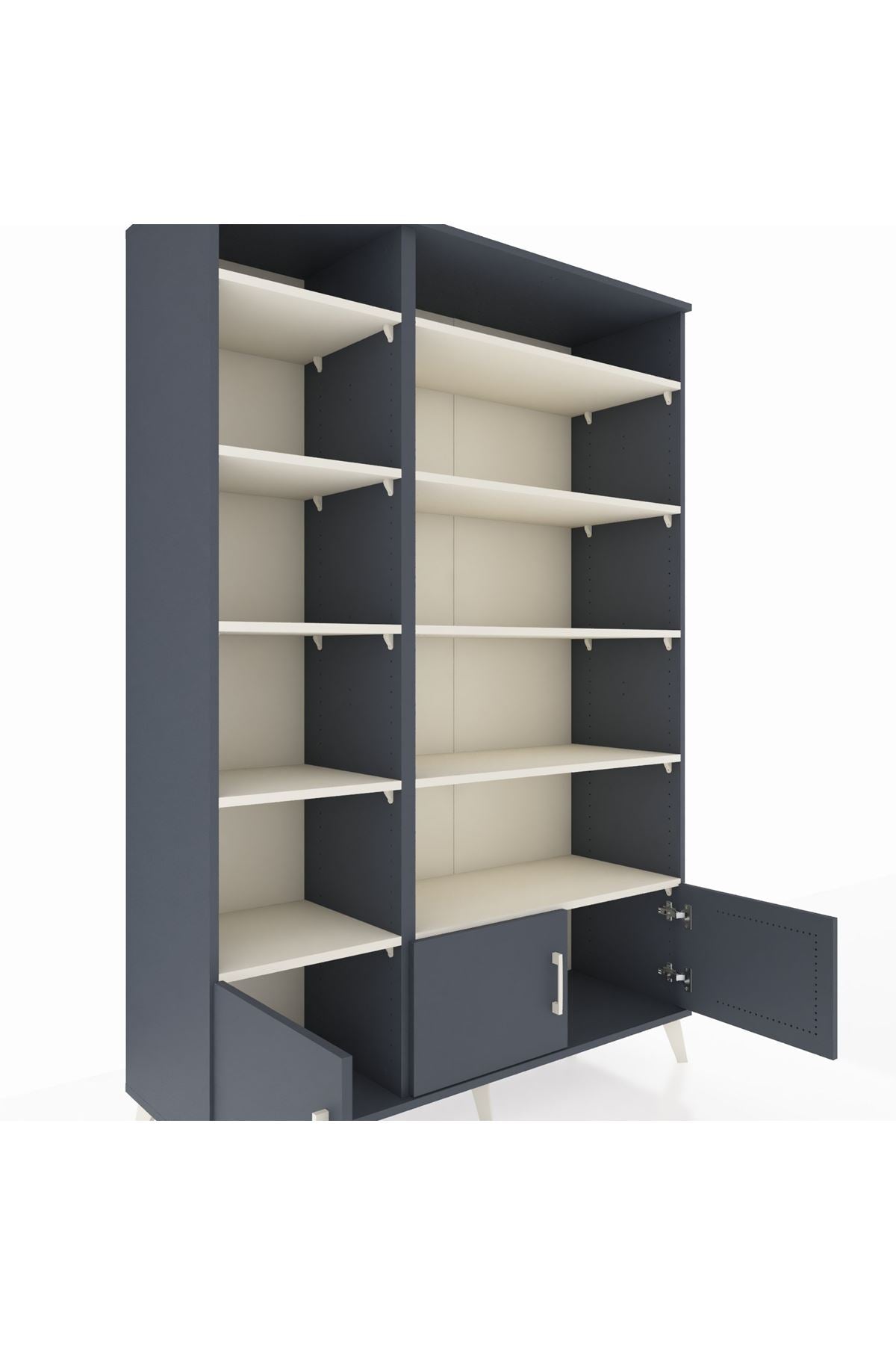 Hyperion Dolap 10 Raflı 3 Kapaklı 132x44x195 Antrasit-Antrasit/Aytaşı