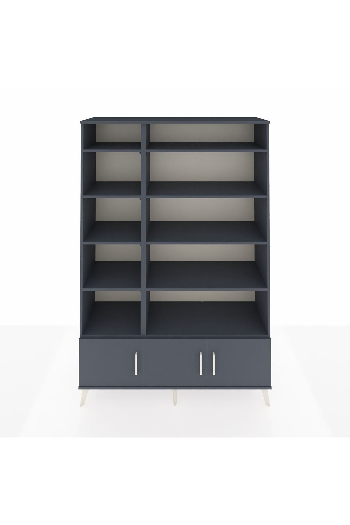 Hyperion Dolap 10 Raflı 3 Kapaklı 132x44x195 Antrasit-Antrasit/Antrasit