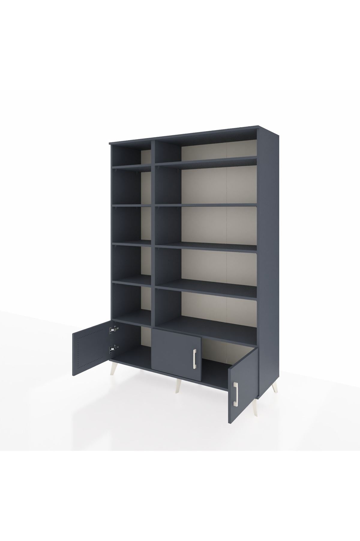 Hyperion Dolap 10 Raflı 3 Kapaklı 132x44x195 Antrasit-Antrasit/Antrasit