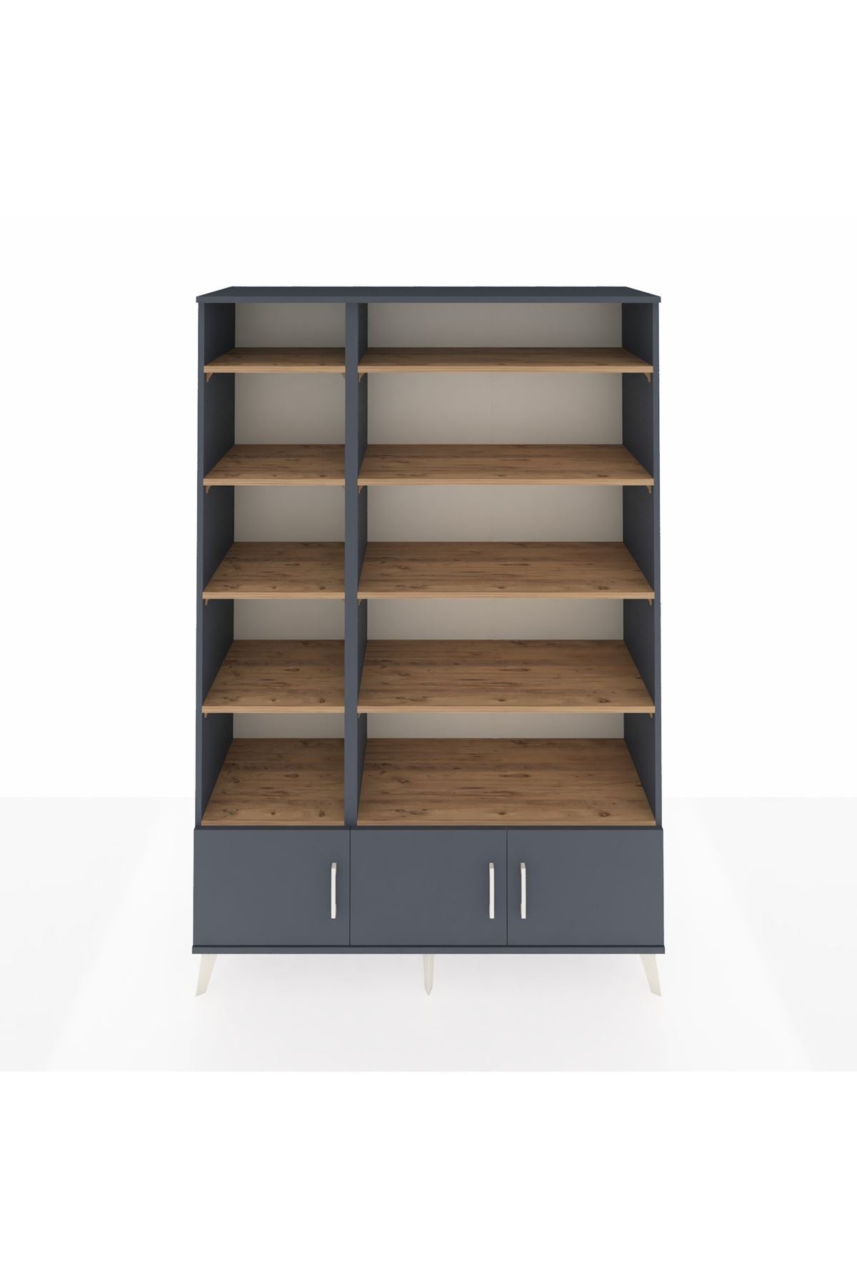 Hyperion Dolap 10 Raflı 3 Kapaklı 132x44x195 Antrasit-Antrasit/Çam