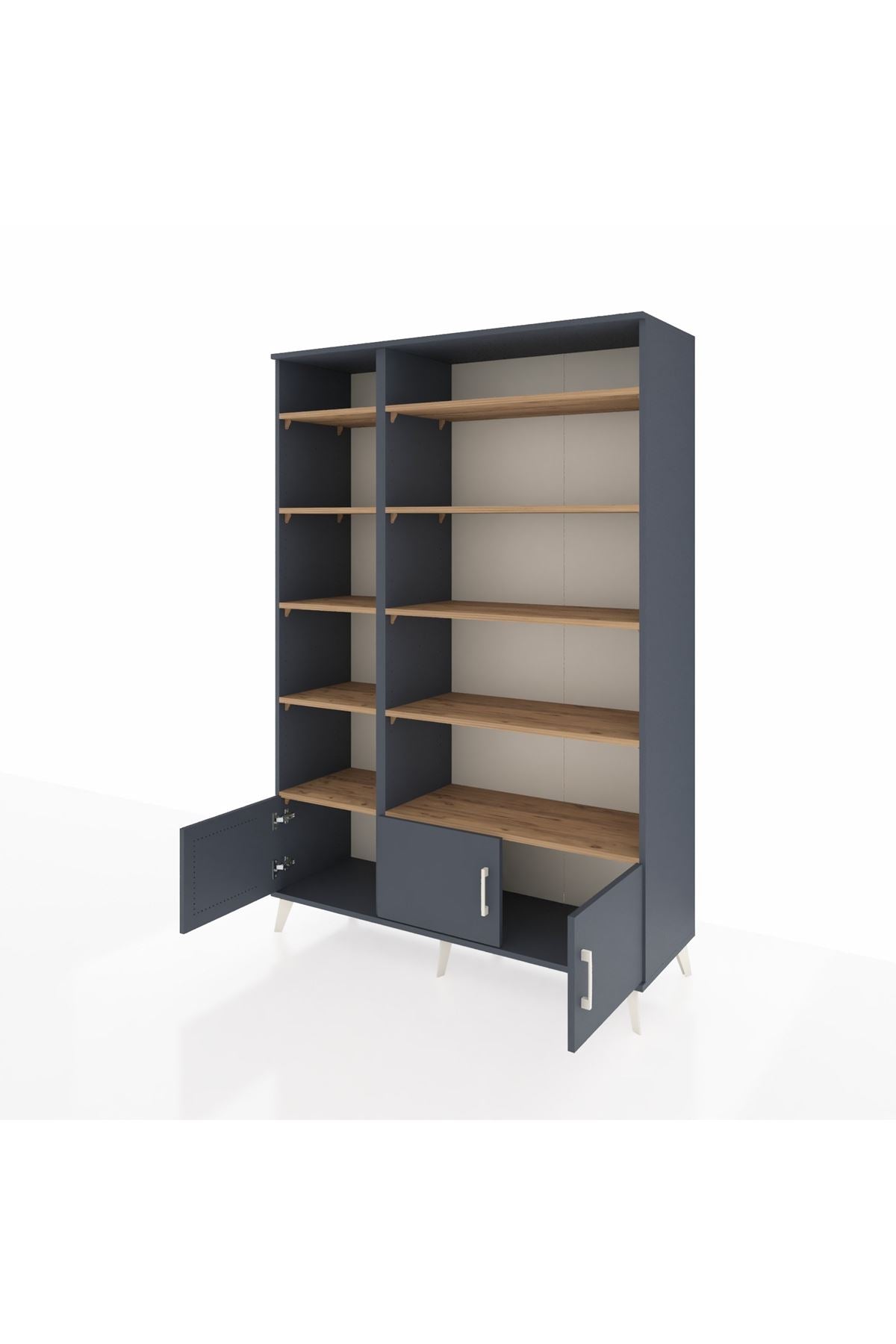 Hyperion Dolap 10 Raflı 3 Kapaklı 132x44x195 Antrasit-Antrasit/Çam