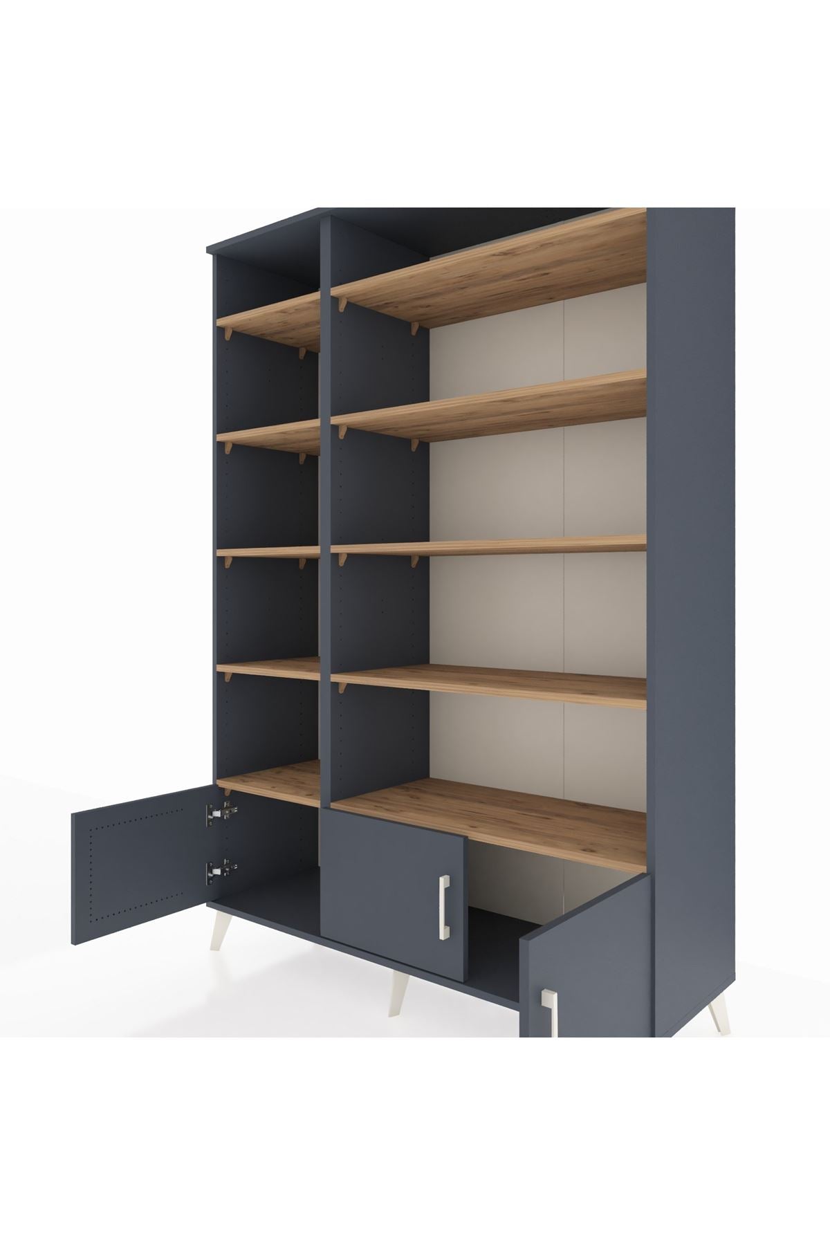 Hyperion Dolap 10 Raflı 3 Kapaklı 132x44x195 Antrasit-Antrasit/Çam