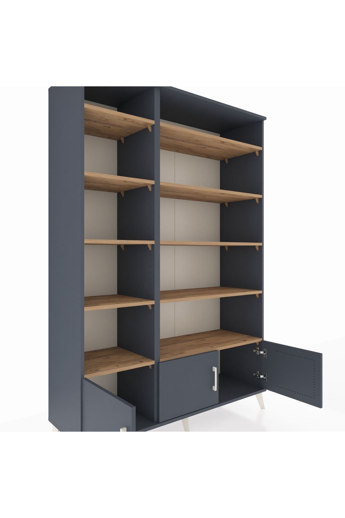 Hyperion Dolap 10 Raflı 3 Kapaklı 132x44x195 Antrasit-Antrasit/Çam