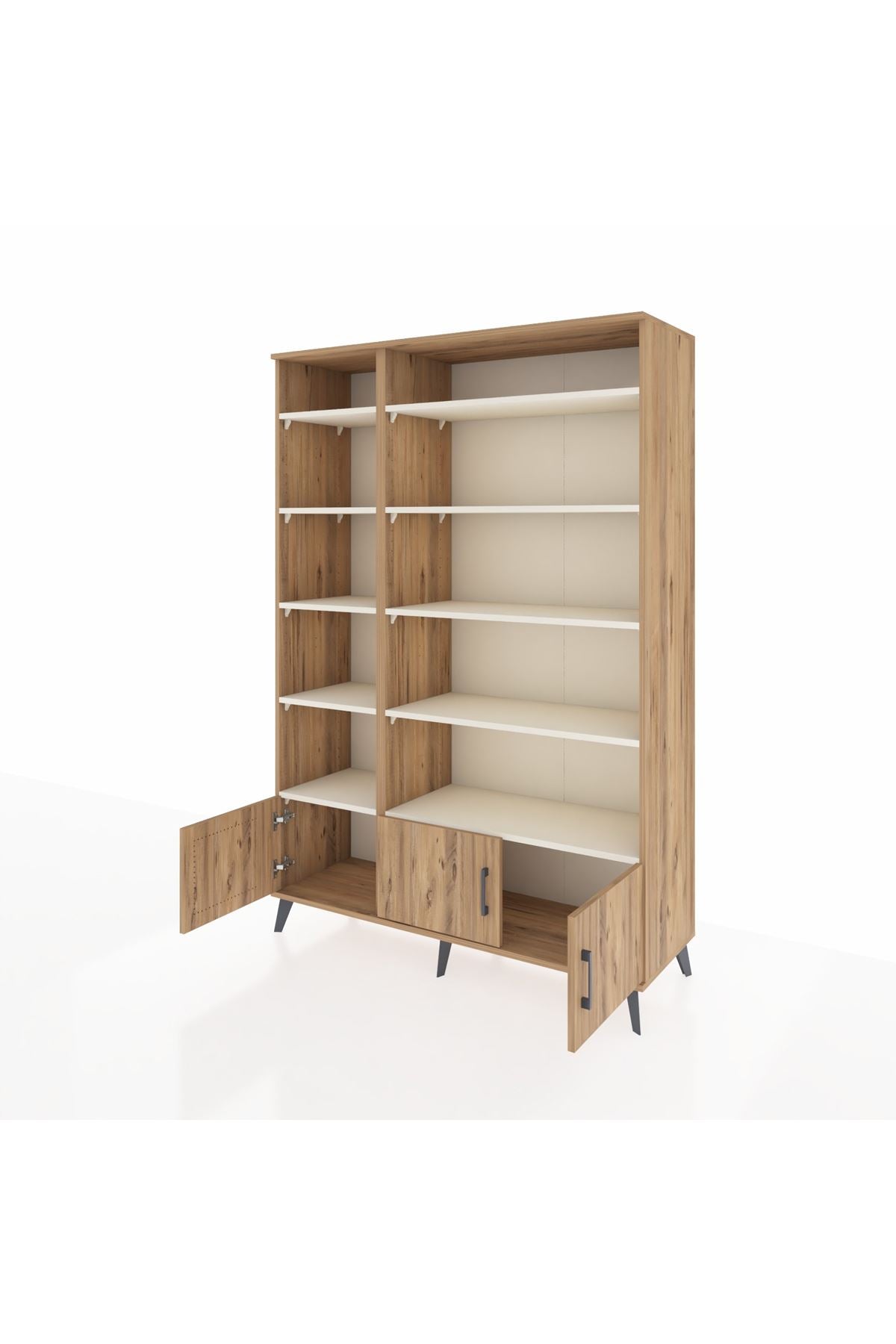 Hyperion Dolap 10 Raflı 3 Kapaklı 132x44x195 Çam-Çam/Aytaşı