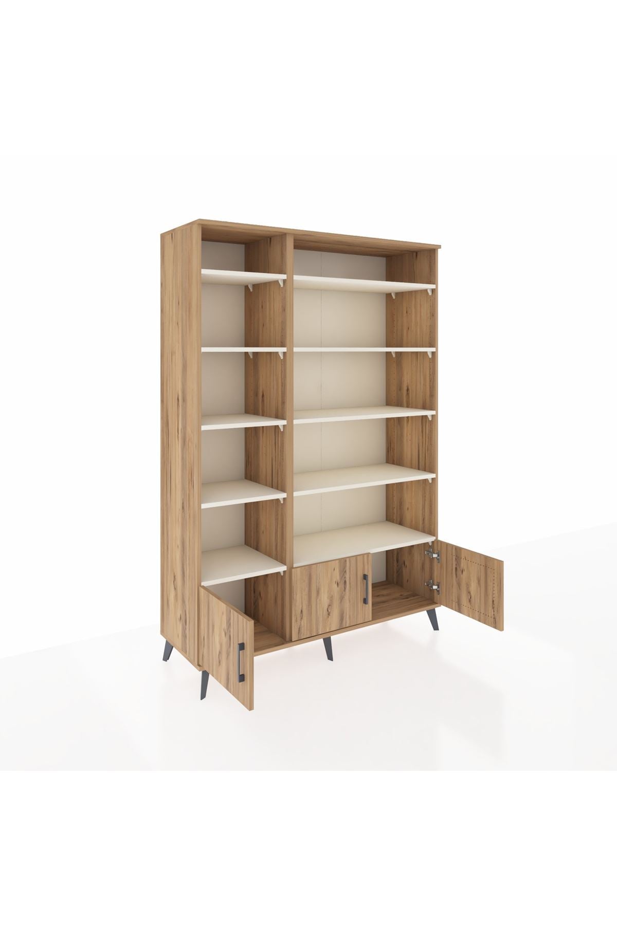 Hyperion Dolap 10 Raflı 3 Kapaklı 132x44x195 Çam-Çam/Aytaşı