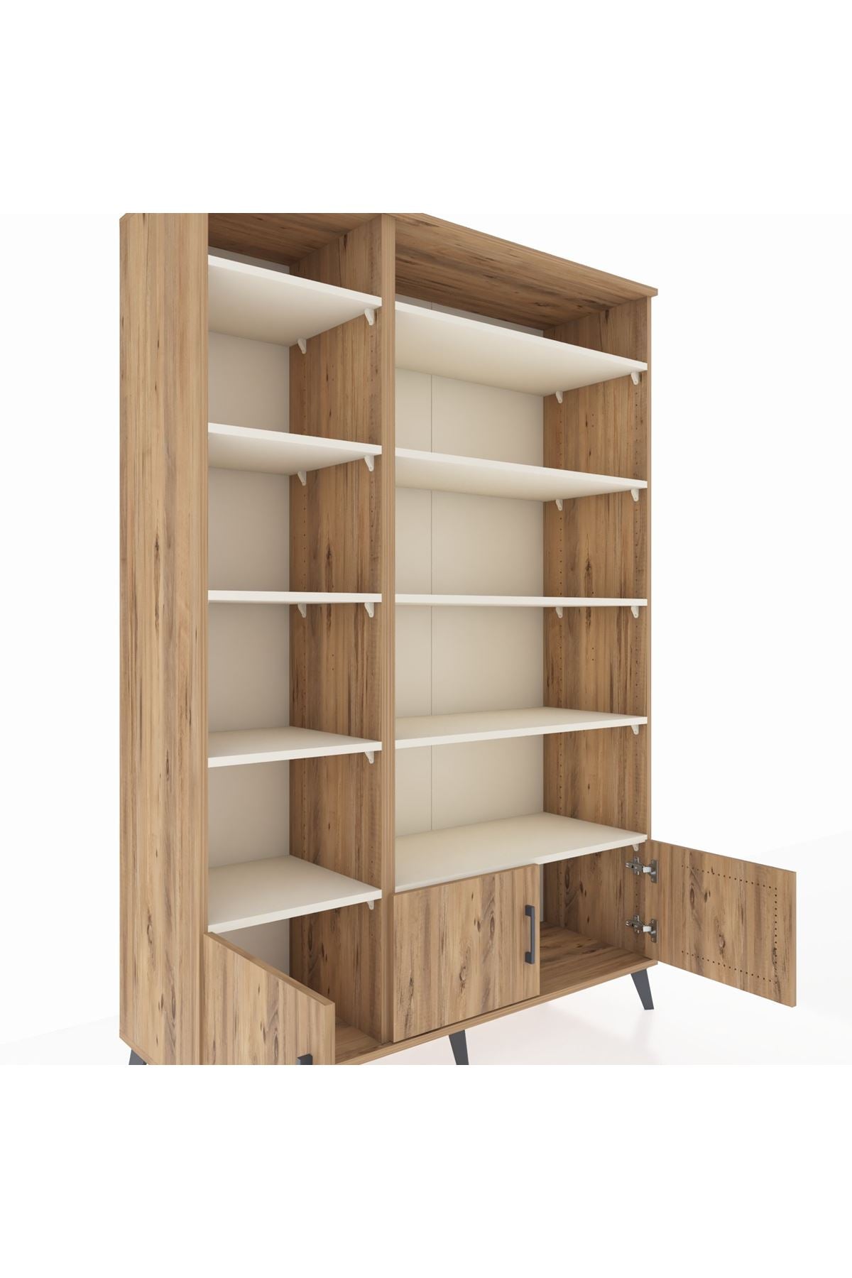 Hyperion Dolap 10 Raflı 3 Kapaklı 132x44x195 Çam-Çam/Aytaşı