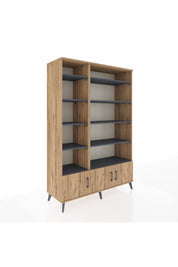 Hyperion Dolap 10 Raflı 3 Kapaklı 132x44x195 Çam-Çam/Antrasit