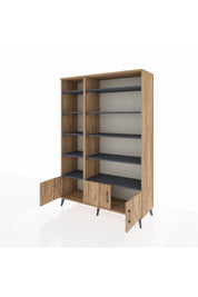 Hyperion Dolap 10 Raflı 3 Kapaklı 132x44x195 Çam-Çam/Antrasit