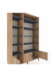 Hyperion Dolap 10 Raflı 3 Kapaklı 132x44x195 Çam-Çam/Antrasit