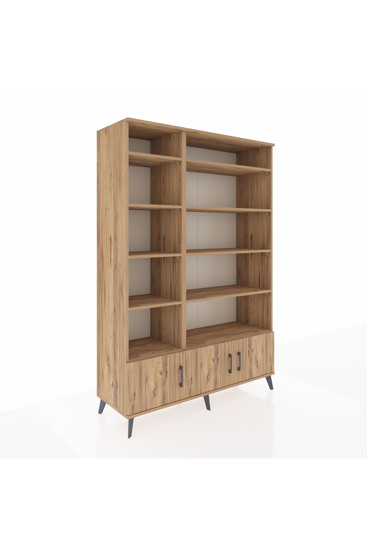 Hyperion Dolap 10 Raflı 3 Kapaklı 132x44x195 Çam-Çam/Çam