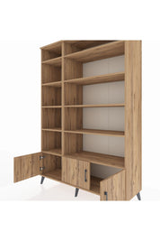 Hyperion Dolap 10 Raflı 3 Kapaklı 132x44x195 Çam-Çam/Çam