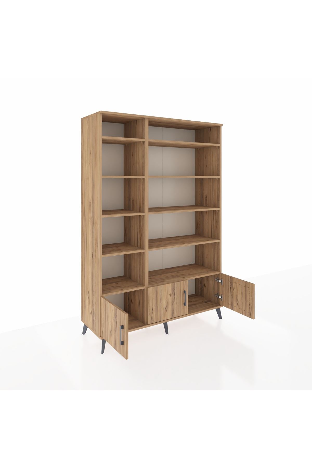 Hyperion Dolap 10 Raflı 3 Kapaklı 132x44x195 Çam-Çam/Çam