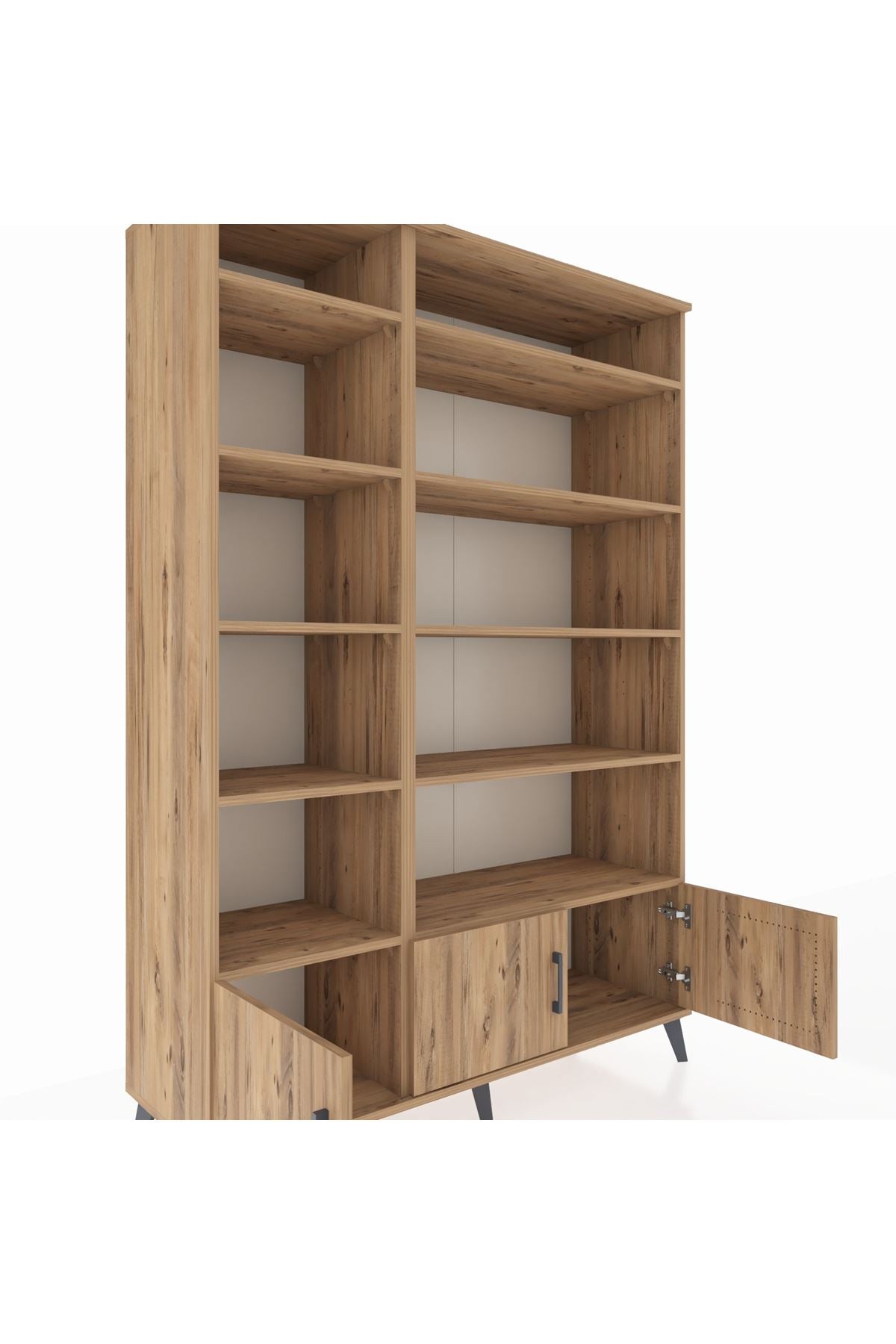 Hyperion Dolap 10 Raflı 3 Kapaklı 132x44x195 Çam-Çam/Çam