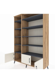 Hyperion Dolap 10 Raflı 3 Kapaklı 132x44x195 Çam-Aytaşı/Antrasit