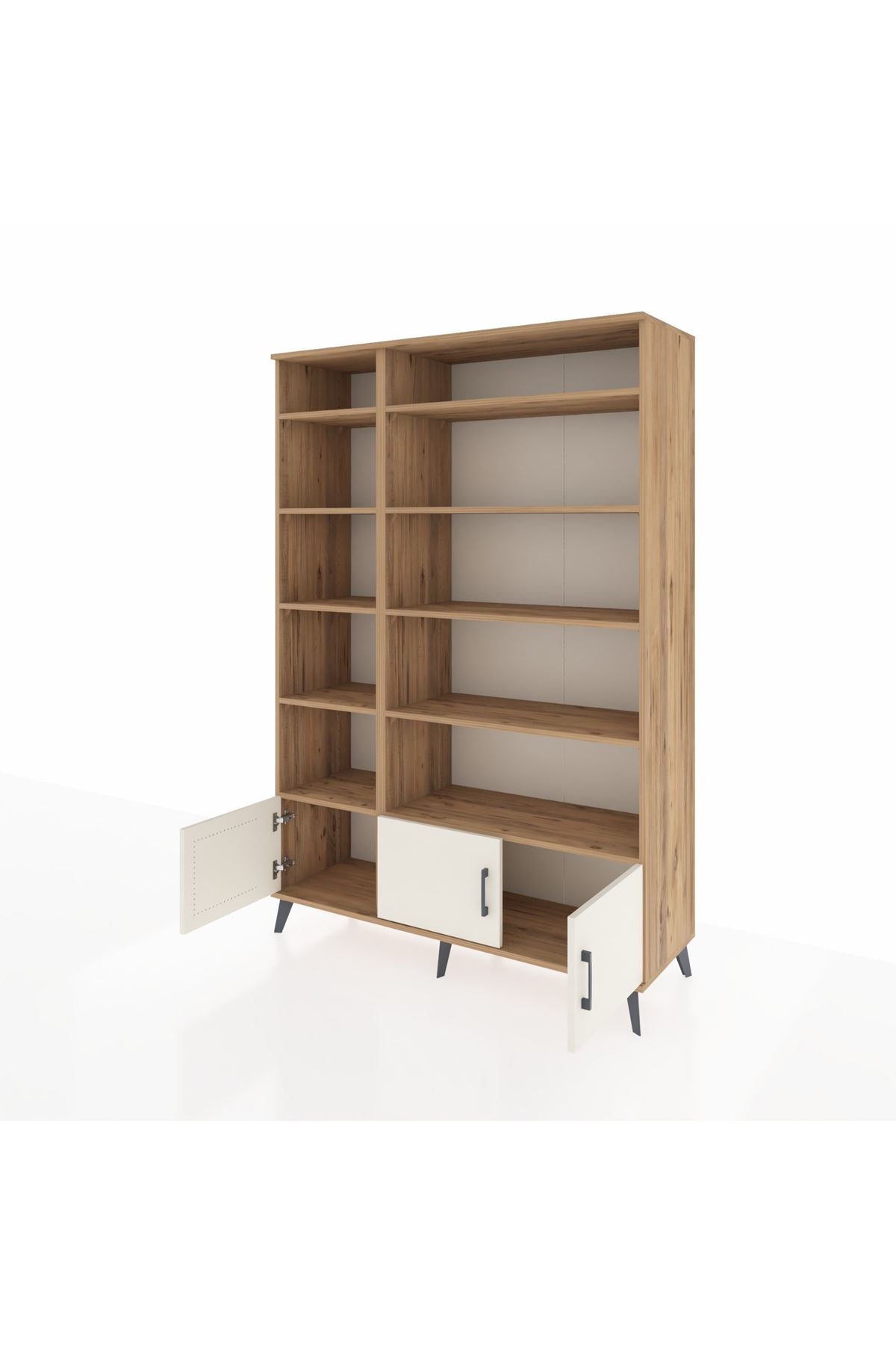 Hyperion Dolap 10 Raflı 3 Kapaklı 132x44x195 Çam-Aytaşı/Çam