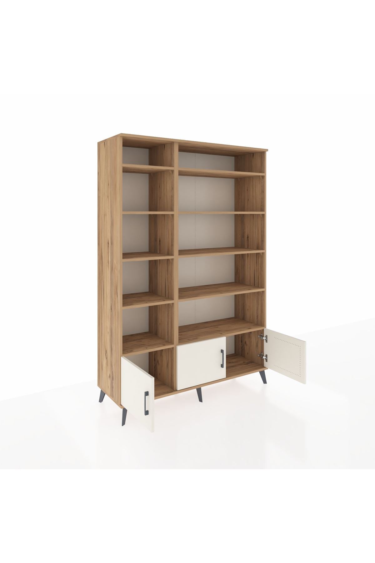 Hyperion Dolap 10 Raflı 3 Kapaklı 132x44x195 Çam-Aytaşı/Çam