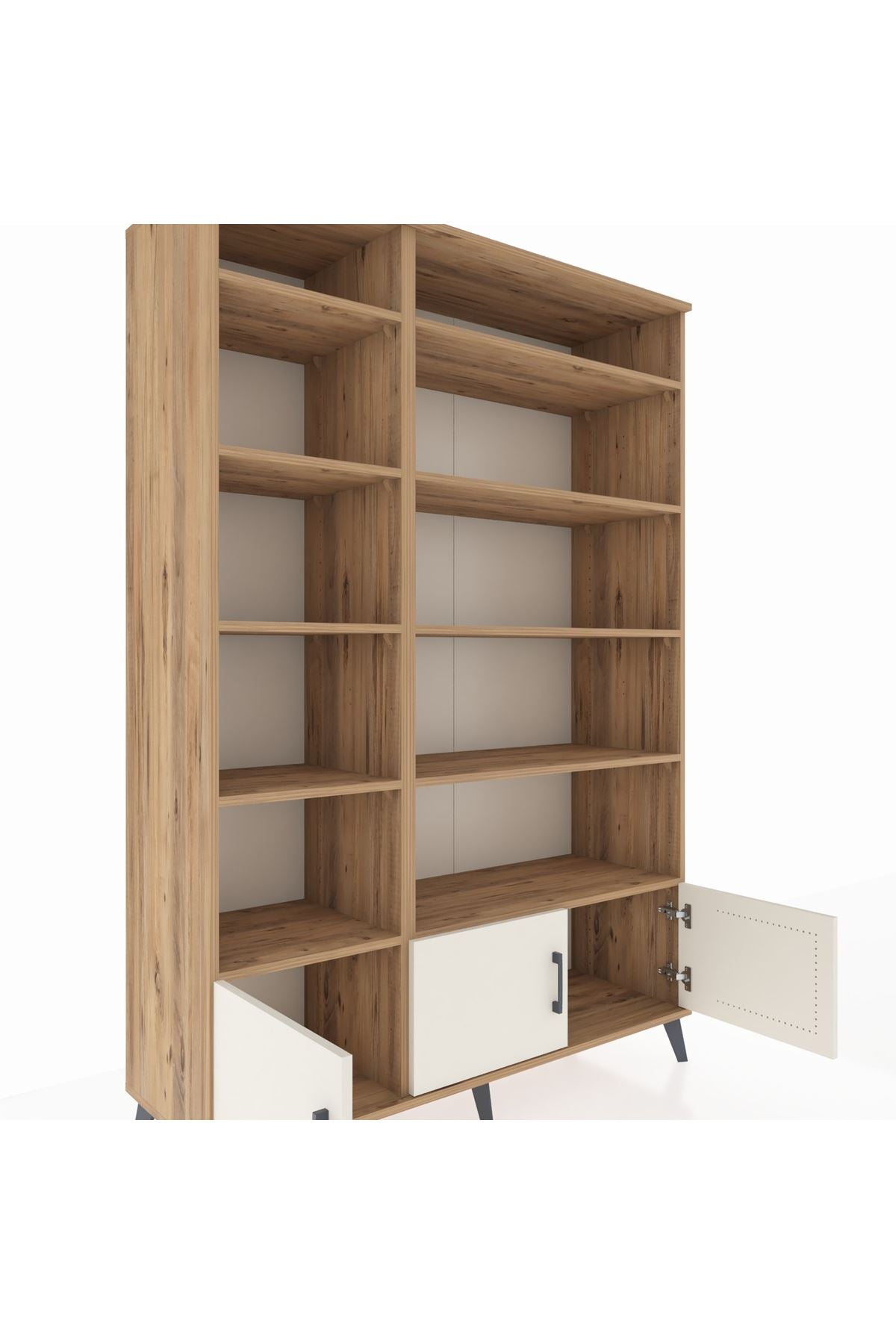 Hyperion Dolap 10 Raflı 3 Kapaklı 132x44x195 Çam-Aytaşı/Çam