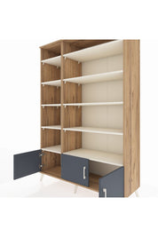 Hyperion Dolap 10 Raflı 3 Kapaklı 132x44x195 Çam-Antrasit/Aytaşı