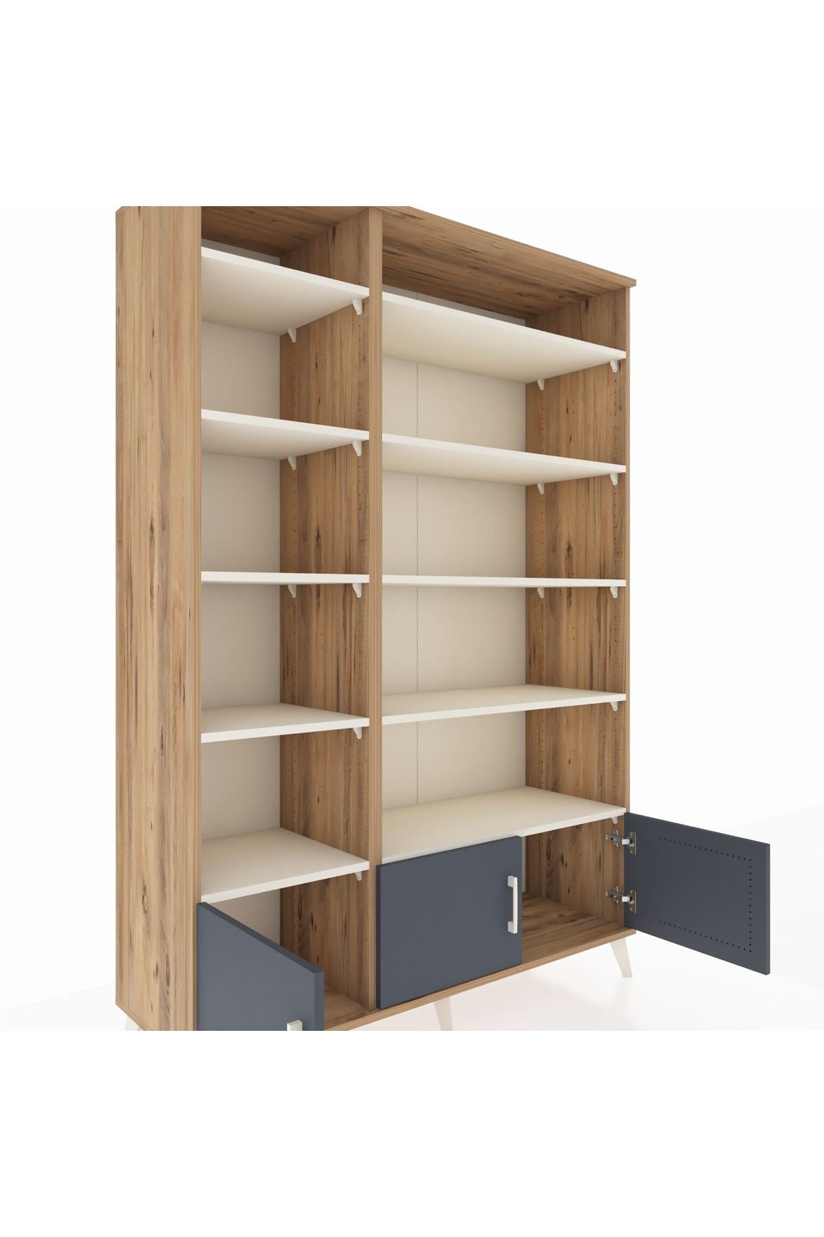 Hyperion Dolap 10 Raflı 3 Kapaklı 132x44x195 Çam-Antrasit/Aytaşı