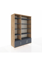 Hyperion Dolap 10 Raflı 3 Kapaklı 132x44x195 Çam-Antrasit/Antrasit