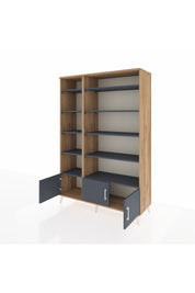 Hyperion Dolap 10 Raflı 3 Kapaklı 132x44x195 Çam-Antrasit/Antrasit