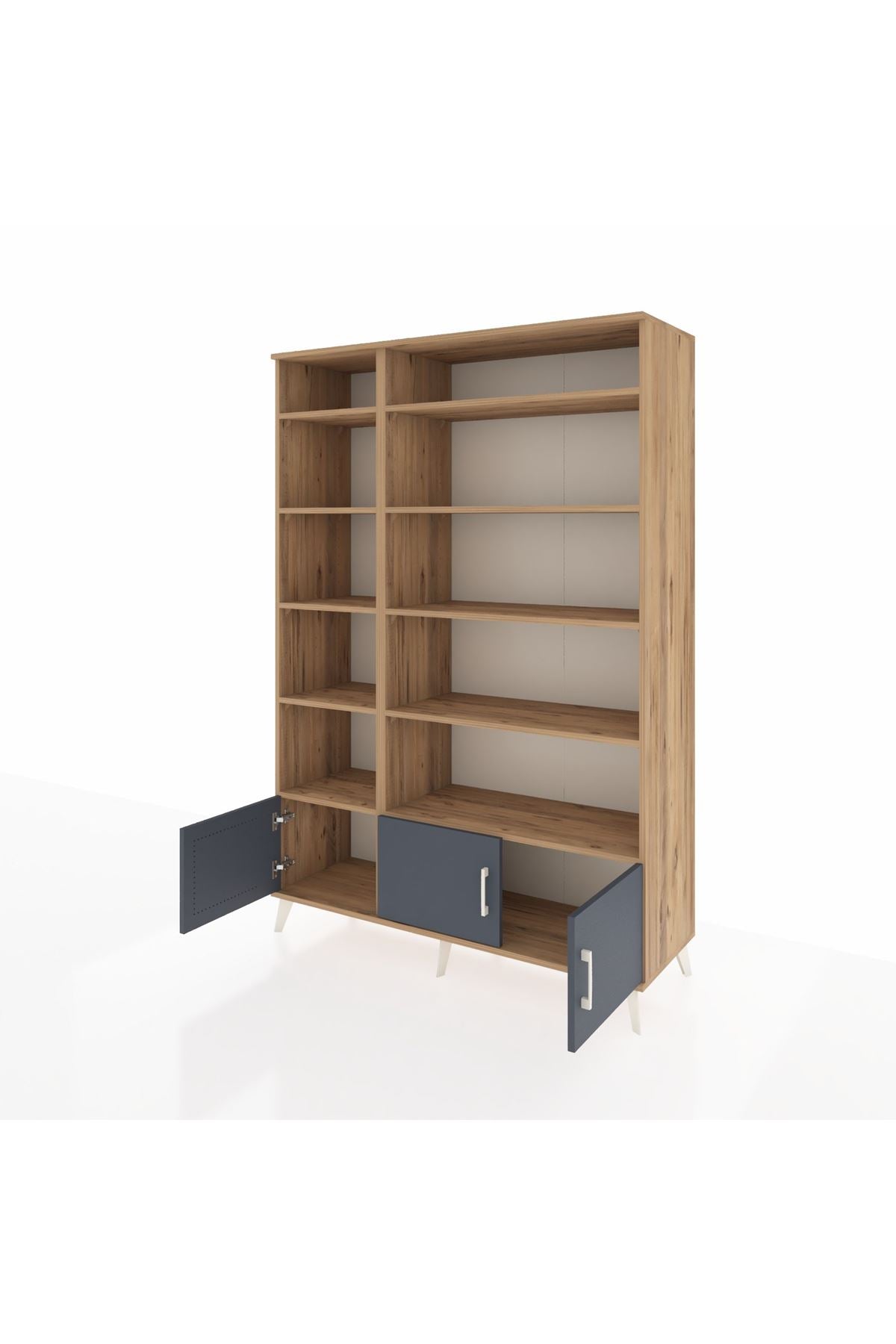 Hyperion Dolap 10 Raflı 3 Kapaklı 132x44x195 Çam-Antrasit/Çam