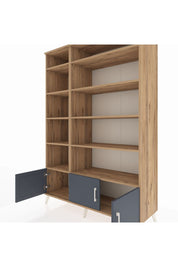 Hyperion Dolap 10 Raflı 3 Kapaklı 132x44x195 Çam-Antrasit/Çam