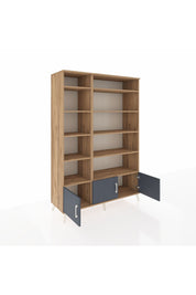 Hyperion Dolap 10 Raflı 3 Kapaklı 132x44x195 Çam-Antrasit/Çam