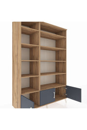 Hyperion Dolap 10 Raflı 3 Kapaklı 132x44x195 Çam-Antrasit/Çam