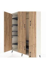 Hyperion Dolap 7 Raflı 5 Kapaklı Tek Askılı 132x44x195 Aytaşı-Çam/Antrasit