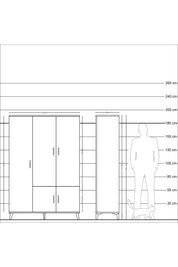 Hyperion Dolap 7 Raflı 5 Kapaklı Tek Askılı 132x44x195 Aytaşı-Çam/Antrasit