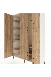 Hyperion Dolap 7 Raflı 5 Kapaklı Tek Askılı 132x44x195 Aytaşı-Çam/Çam